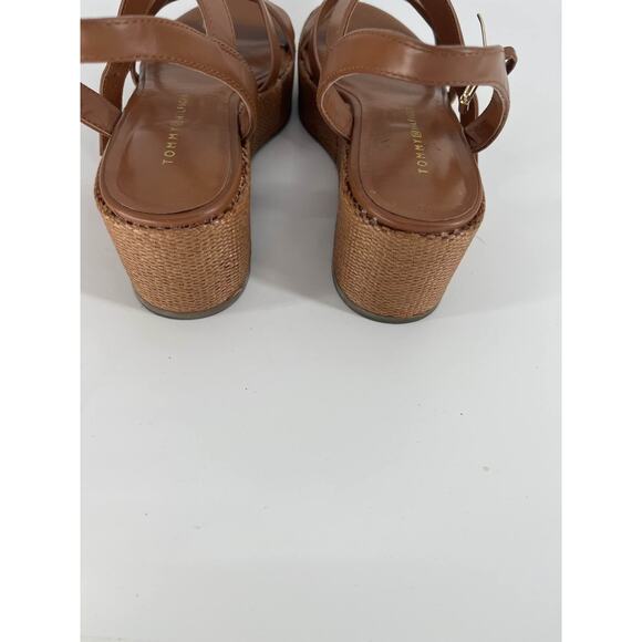 Tommy Hilfiger Women's Brown Raffia Platform Wedge Sandals Sz 8 - Picture 3 of 4